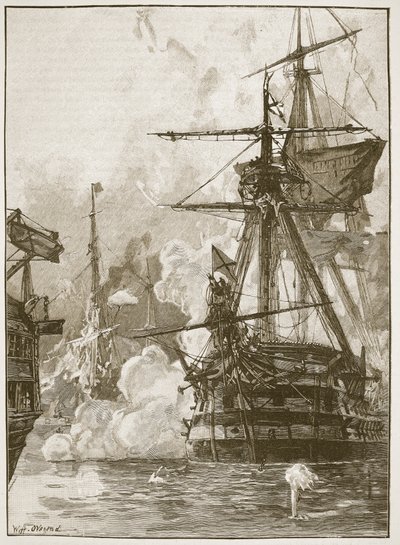 Rosyjski atak na Sinope, ilustracja z „Ilustrowanej historii Anglii Cassella” (zdjęcie w sepii) autorstwa William Heysham Overend