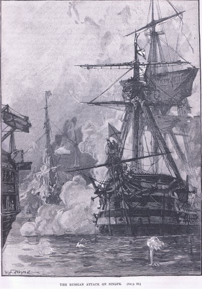 Rosyjski atak na Sinope 1853 AD autorstwa William Heysham Overend