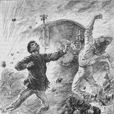 Pocisk pękł wśród jej dział łukowych, 1902 autorstwa William Heysham Overend