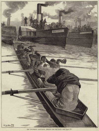 Wyścigi łodzi uniwersyteckich, obierających się do wyścigu autorstwa William Heysham Overend