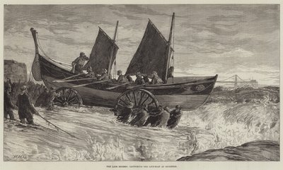 Późne burze, wodowanie łodzi ratunkowej w Brighton autorstwa William Heysham Overend