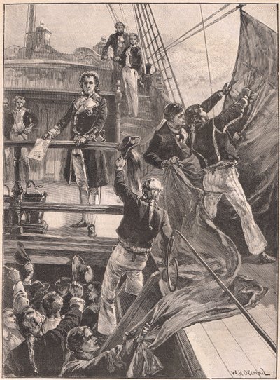 Bunt w Spithead: ściąganie czerwonej flagi AD 1797 autorstwa William Heysham Overend