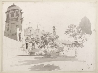Widok kutry zbudowanej przez Jaffiera Cawna w Murishidbad, ok. 1781 (szary wash i ołówek na papierze) autorstwa William Hodges