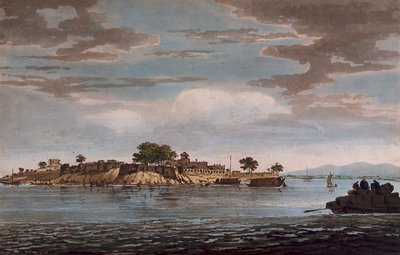 Widok na fort Mongheer nad brzegiem rzeki Ganges autorstwa William Hodges