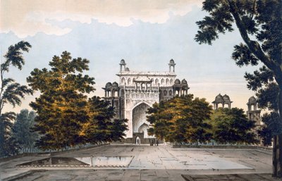 Widok części grobowca cesarza Akbara w Secundru, 1785-88 (kolorowa akwatinta) autorstwa William Hodges