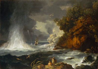 HMS "Resolution" u przylądka Stephens z trąbą wodną, maj 1773 r. autorstwa William Hodges
