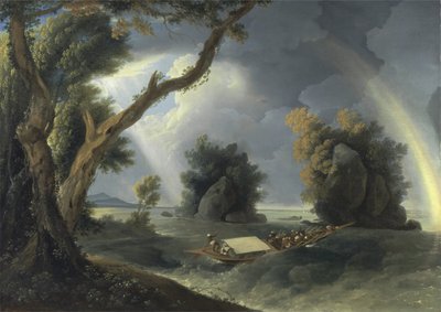 Burza nad Gangesem z panią Hastings w pobliżu skał Colgon, ok. 1790 (olej na płótnie) autorstwa William Hodges