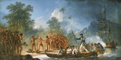Lądowanie na Tanna (Tana), jednym z Nowych Hebrydów autorstwa William Hodges