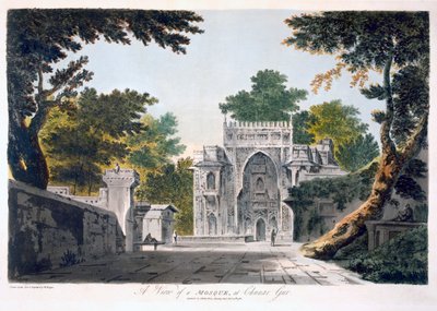 Widok meczetu w Chunar Gur, 1786 (akwatinta) autorstwa William Hodges