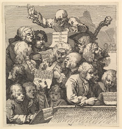Chór śpiewaków, czyli Oratorium, grudzień 1732. autorstwa William Hogarth