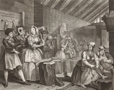 A Harlot?s Progress / Der Weg einer Dirne, Blatt 4: Im Zuchthaus. 1732 autorstwa William Hogarth