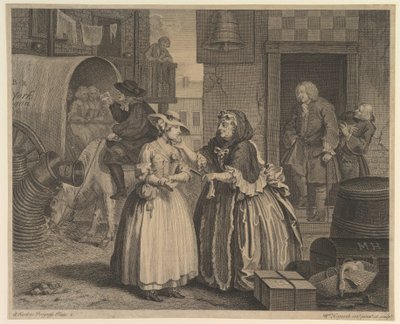 Postęp nierządnic, płyta 1, przed kwietniem 1732. autorstwa William Hogarth
