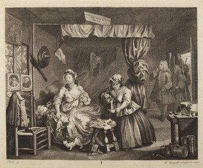 Kariera prostytutki, tablica 3 autorstwa William Hogarth