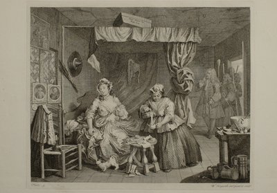 Życie prostytutki: tablica 3 autorstwa William Hogarth