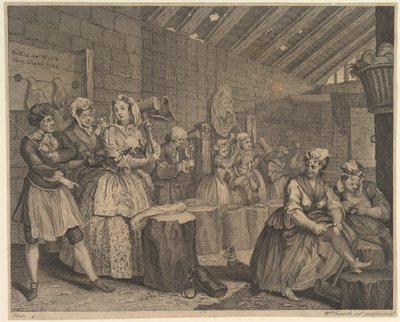 „Kariera nierządnicy”, rycina nr 4 autorstwa William Hogarth