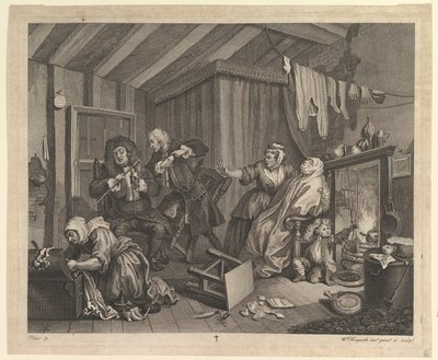Postęp nierządnic, płyta 5, kwiecień 1732. autorstwa William Hogarth