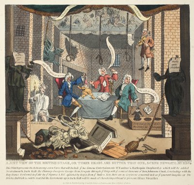 Słuszny widok na brytyjską scenę, czyli trzy głowy to nie jedna, 1724, ilustracja z „Hogarth Restored: The Whole Works of the sławnego Williama Hogartha, ponownie grawerowane przez Thomasa Cooka”, wyd. 181 autorstwa William Hogarth