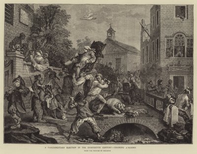 Wybory parlamentarne w XVIII wieku, przewodniczące posłowi autorstwa William Hogarth