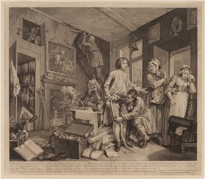 Postęp prowizji, płyta 1 autorstwa William Hogarth