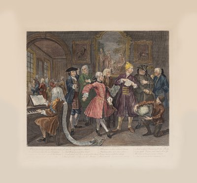 Postęp grabieży, płyta 2: W otoczeniu artystów i profesorów, ok. 1735. autorstwa William Hogarth