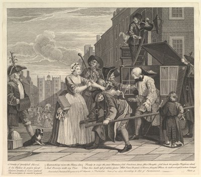 A Rakes Progress, płyta 4, 25 czerwca 1735. autorstwa William Hogarth