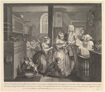 A Rakes Progress, płyta 5, 25 czerwca 1735. autorstwa William Hogarth
