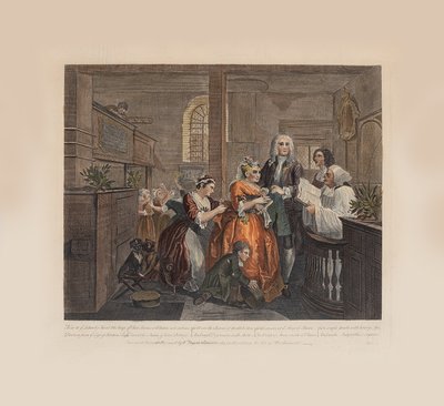 Postęp rozpustnika, płyta 5: Żonaty ze starą panną, ok. 1735. autorstwa William Hogarth