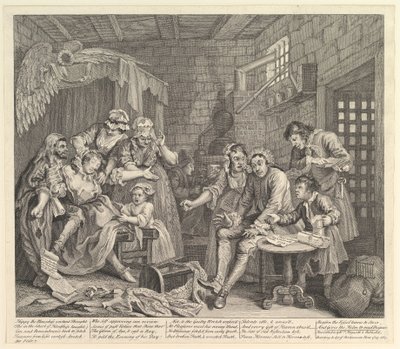 A Rakes Progress, płyta 7, 25 czerwca 1735. autorstwa William Hogarth