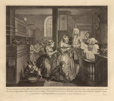 Postęp A Rake’a, tablica V, czerwiec 1735 (rycina i akwaforta na papierze czerpanym, stan i) autorstwa William Hogarth