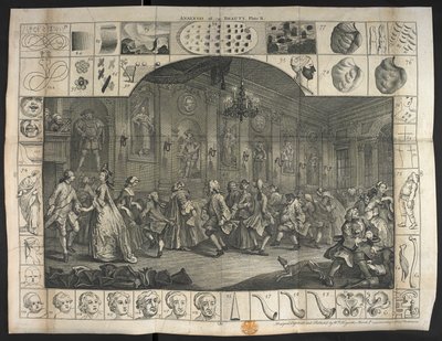 Duża liczba osób tańczących autorstwa William Hogarth