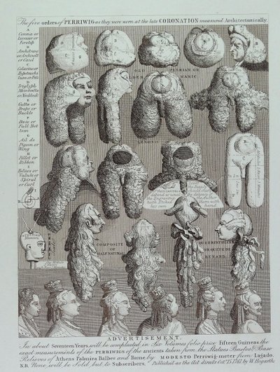 Reklama peruk autorstwa William Hogarth