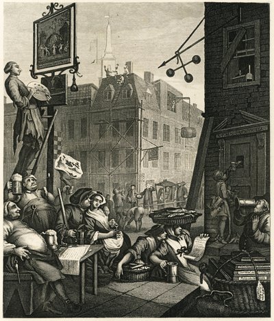 Ulica Piwa, 1751. autorstwa William Hogarth