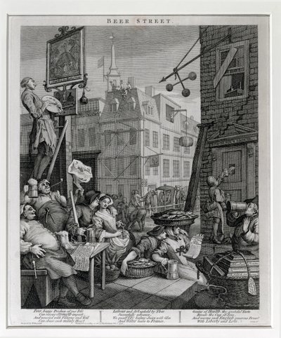 Ulica Piwna, 1751 r. autorstwa William Hogarth