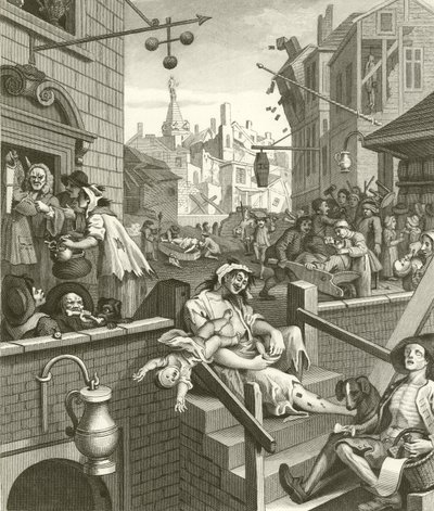 Ulica Piwna i Gin Lane autorstwa William Hogarth