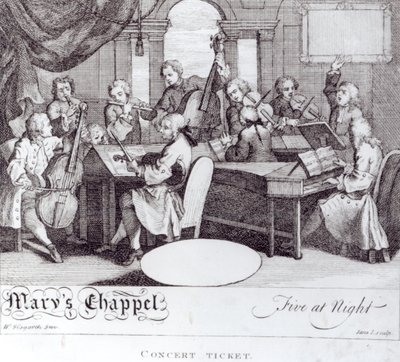 Bilet na koncert do Kaplicy Marii autorstwa William Hogarth