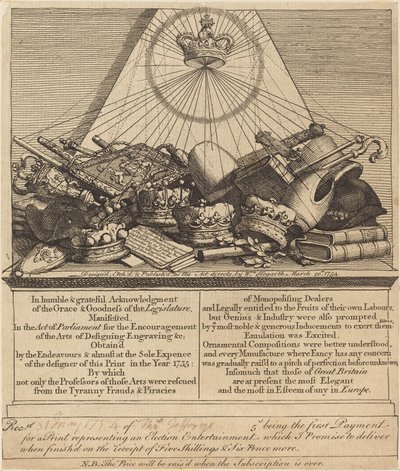 Korony, mitry, buławy itp. autorstwa William Hogarth