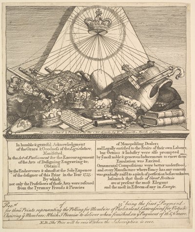 Korony, mitry, buławy itp., 1755. autorstwa William Hogarth