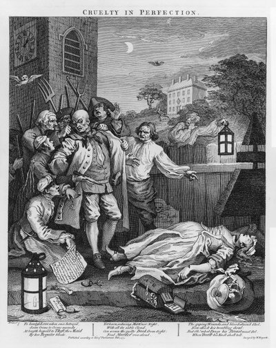 Okrucieństwo w doskonałości, z książki Cztery etapy okrucieństwa, 1751 autorstwa William Hogarth