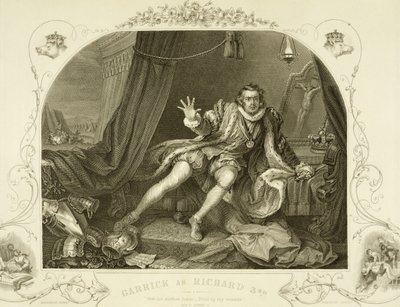 David Garrick (1717-79) jako Ryszard III, Akt V Scena 3, w sztuce Williama Shakespeare