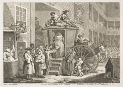 Dyliżans albo dziedziniec gospody na wsi autorstwa William Hogarth