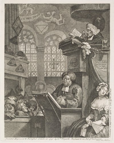 Śpiący wierni autorstwa William Hogarth