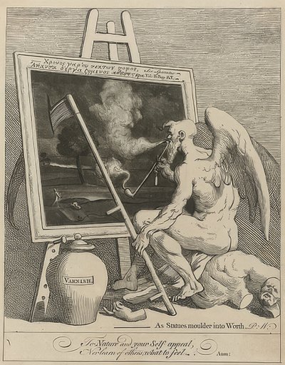 Bóg czasu pali obraz (Czas pali obraz). 1761 autorstwa William Hogarth