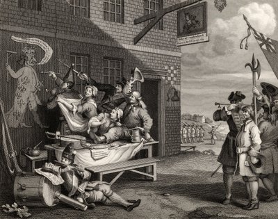 Anglia, grawerowane przez Thomasa Phillibrowna, z „Dzieła Williama Hogartha”, opublikowane w 1833 r. autorstwa William Hogarth