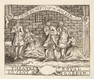 Na rzecz pana Walkera, Theatre Royal, Covent Garden, wyd. 1822 autorstwa William Hogarth