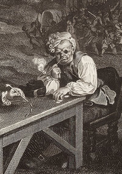 Cztery odbitki z wyborów / Die Parlamentswahlen. Arkusz 2: Canvassing for Votes / Stimmenfang (detal, patrz także zdjęcie nr 51281). 1757 autorstwa William Hogarth