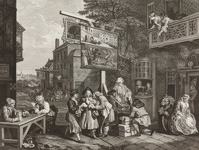 Cztery druki o wyborach / wyborach powszechnych. Arkusz 2: Akwizycja do głosowania. 1757 autorstwa William Hogarth