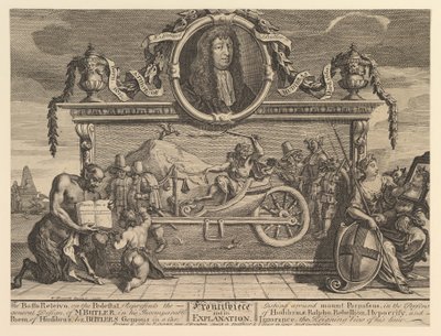 Frontyspis i jego wyjaśnienie: Dwanaście dużych ilustracji dla Samuela Butlera..., luty 1725-26. autorstwa William Hogarth