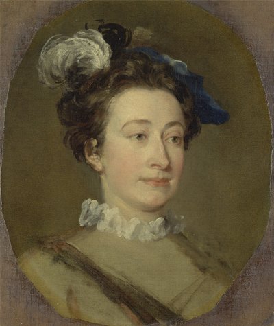 Dziewczyna w kapeluszu z pióropuszem, ok. 1740 (olej na płótnie) autorstwa William Hogarth
