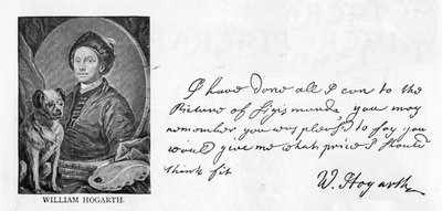 Pismo odręczne i podpis Williama Hogartha, z listu do Sir Richarda Grosvenora w sprawie zamówienia przez niego obrazu Zygmunta, 13 czerwca 1757 r. (pióro i tusz na papierze) (zob. także 396067) autorstwa William Hogarth
