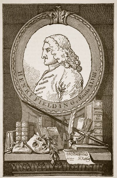 Henry Fielding, ilustracja z „Ilustrowanej historii Anglii Cassella” (zdjęcie w sepii) autorstwa William Hogarth
